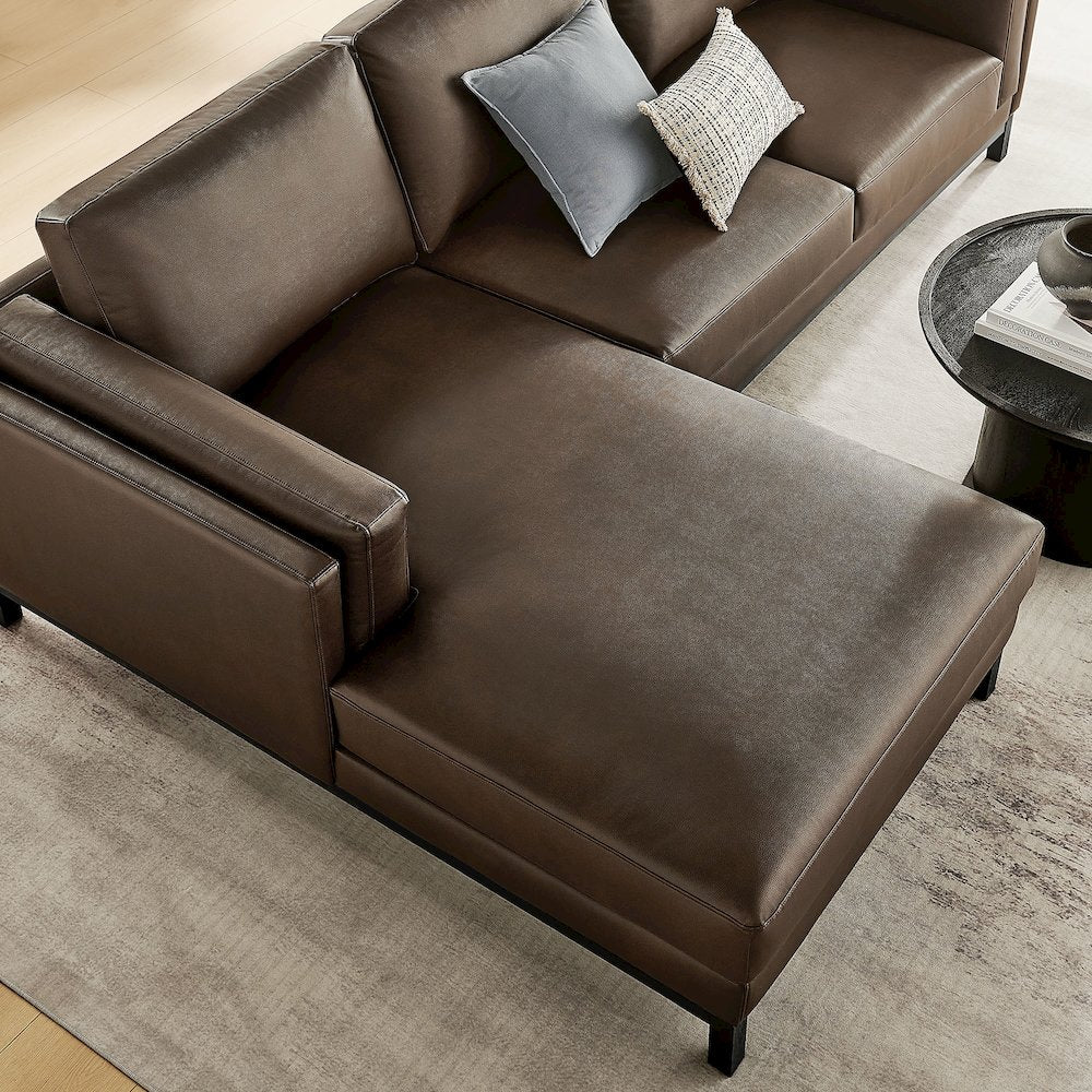 Roscoe Left-Facing Vegan Leather Sectional Sofa with Chaise