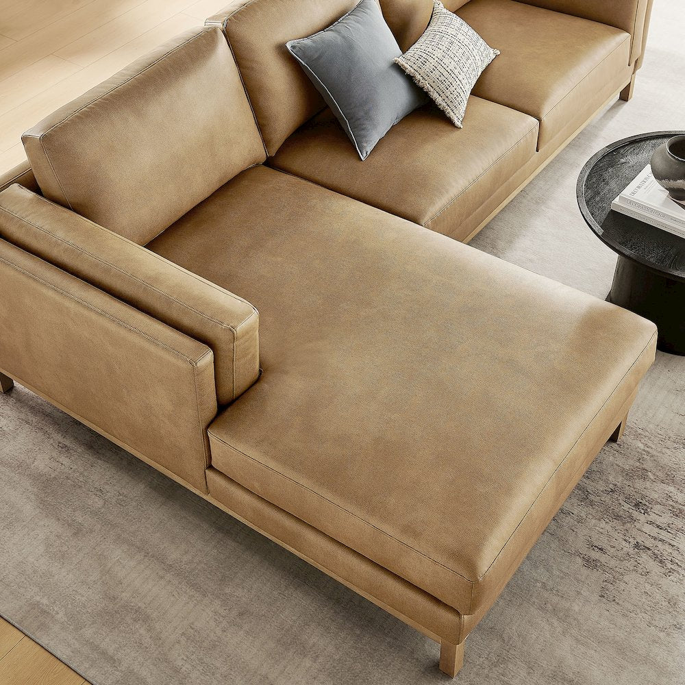 Roscoe Left-Facing Vegan Leather Sectional Sofa with Chaise
