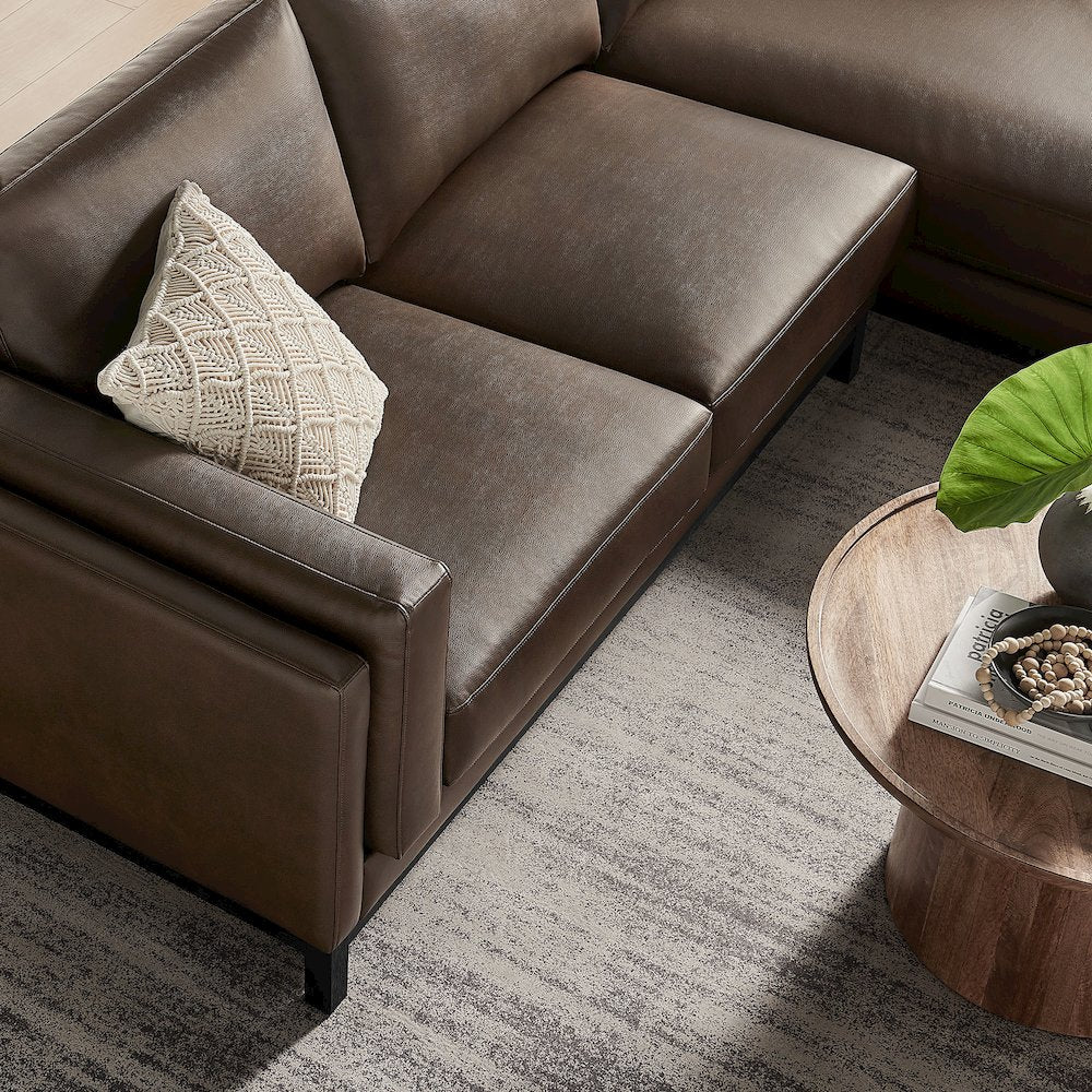 Roscoe Right-Facing Vegan Leather Sectional Sofa with Chaise