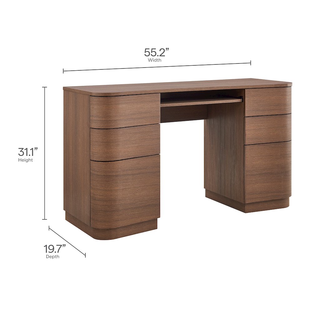 Mirae 55" 6-Drawer Curved Office Desk