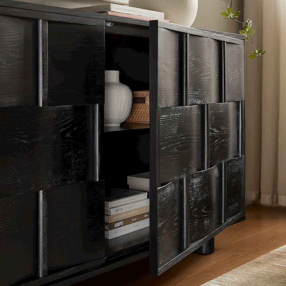 Foundry 71" Woven Design Buffet Storage Cabinet