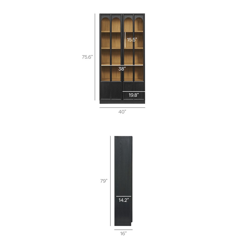 Anwen Solid Wood and Glass Display Cabinet