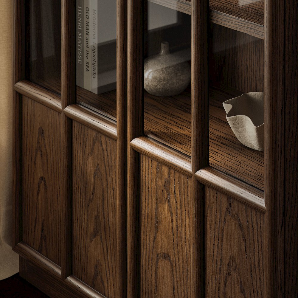 Anwen Solid Wood and Glass Display Cabinet