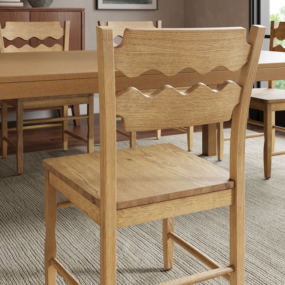 Jax Oak Wood Dining Chair With Wavy Razor Back