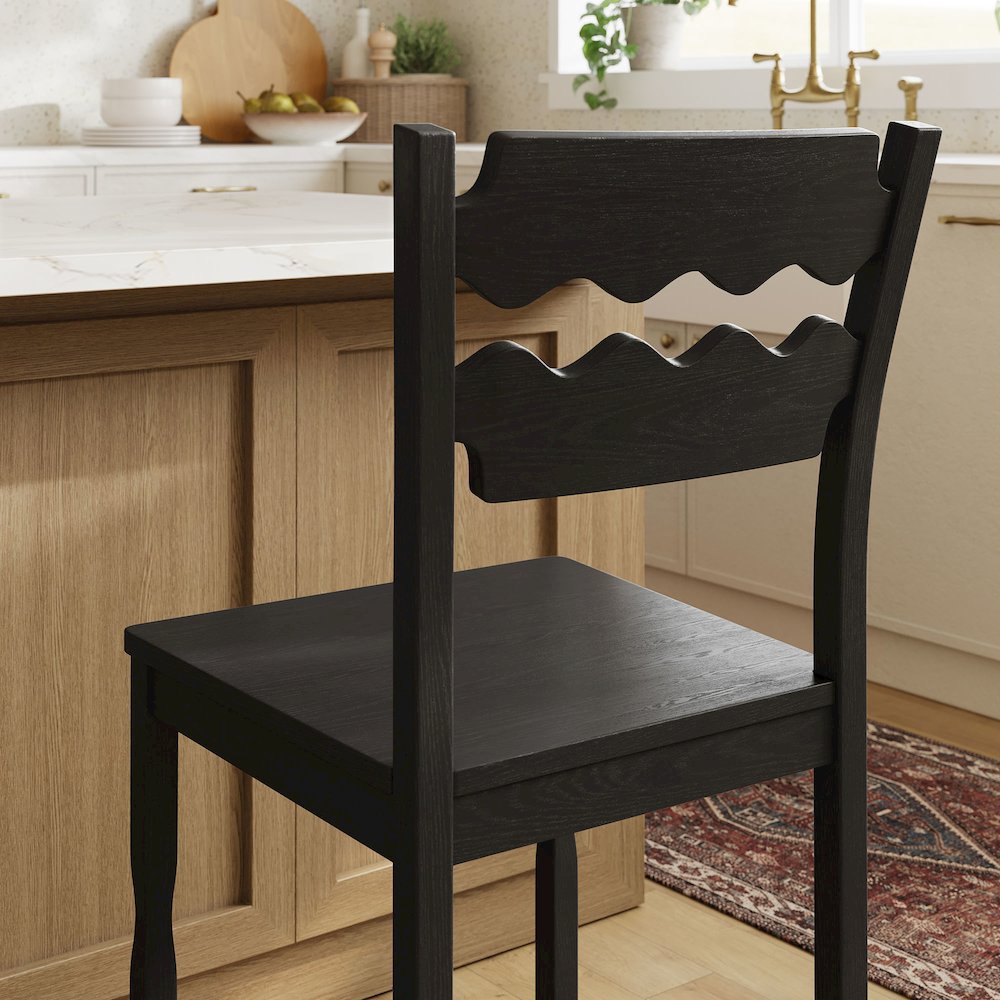 Jax Oak Wood Counter Stool With Wavy Razor Back