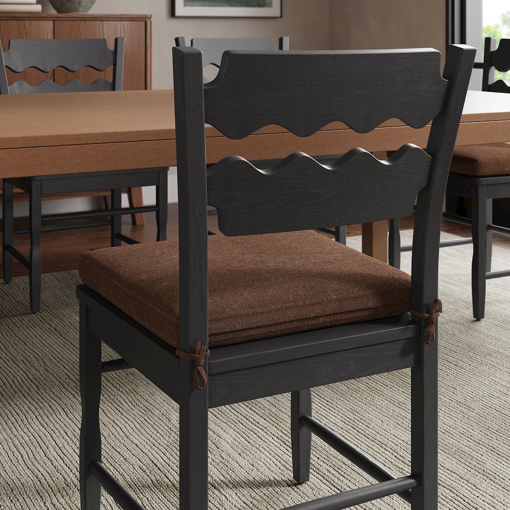 Jax Oak Wood Dining Chair With Wavy Razor Back and Cushion