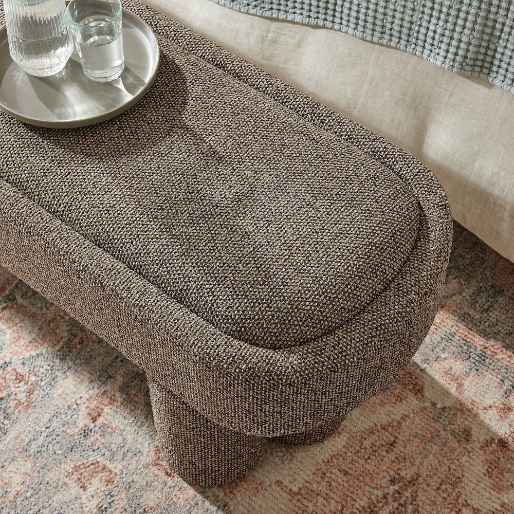 Mossi 52-Inch Oval Boucle Fabric Bench