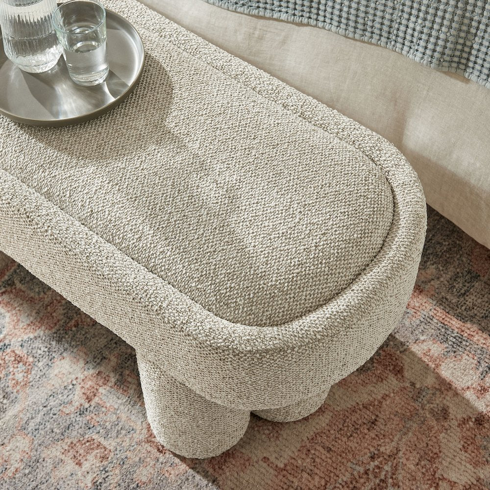 Mossi 52-Inch Oval Boucle Fabric Bench