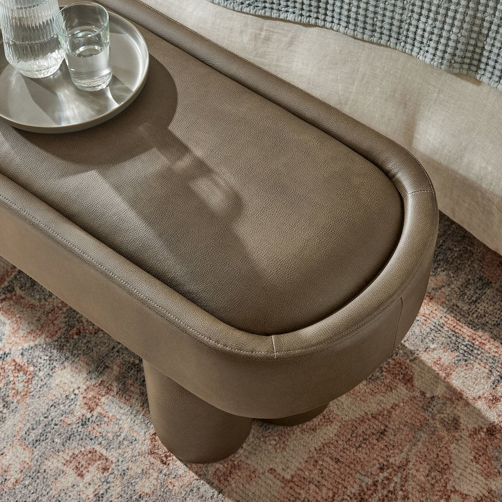 Mossi 52-Inch Oval Vegan Leather Bench