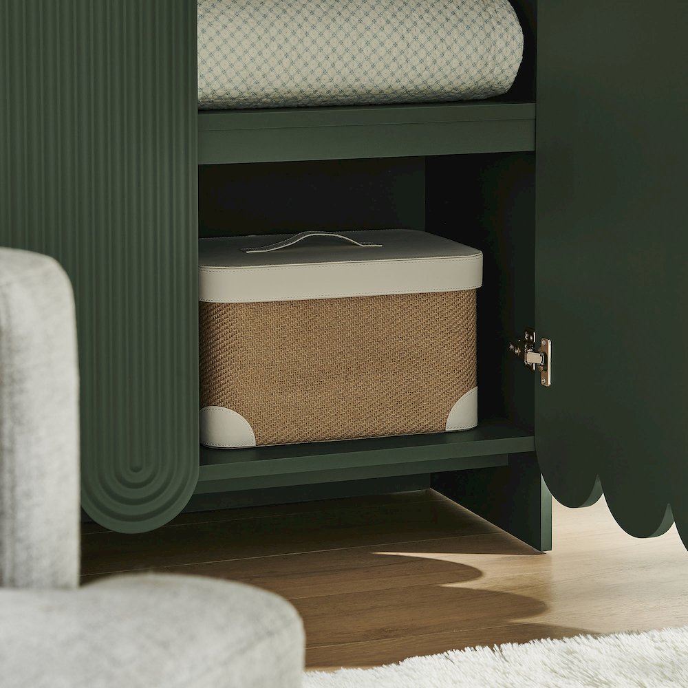 Dahlia 78 Inch Fluted and Scalloped Arched Storage Cabinet