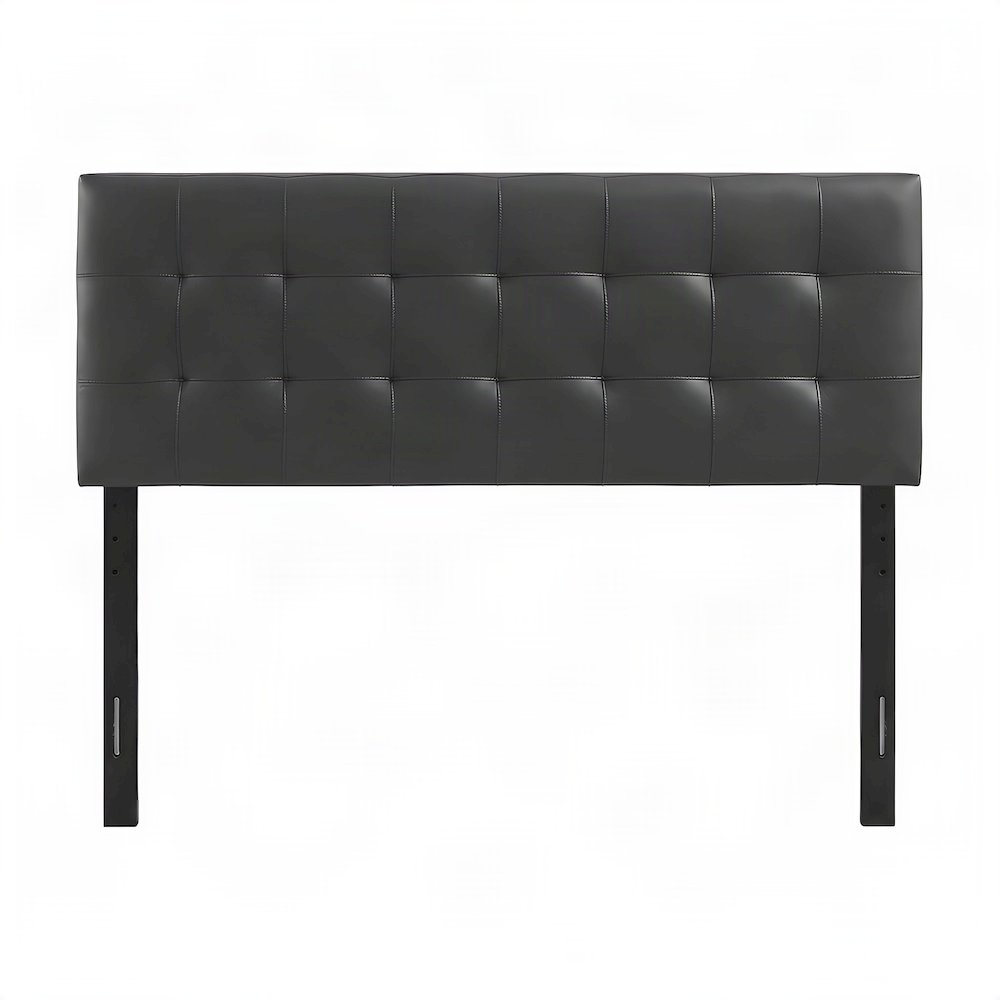 Vinyl Upholstered King Headboard Only with Faux Leather Texture, Black