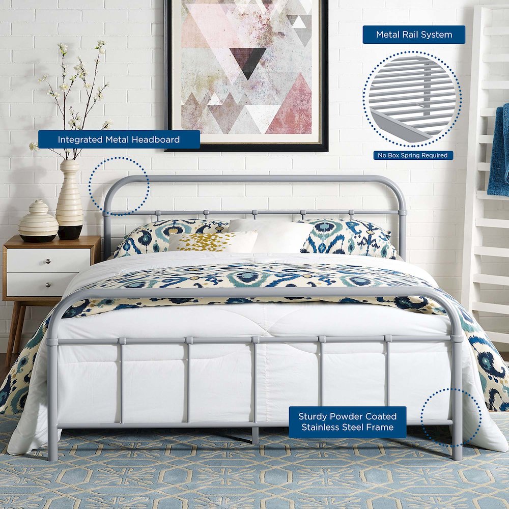Maisie Stainless Steel Queen Bed Frame