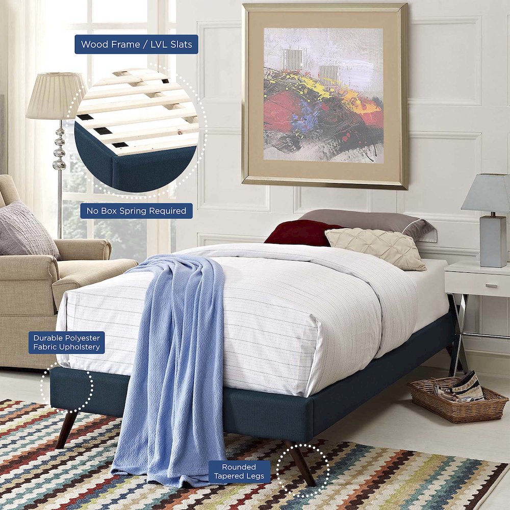 Loryn Fabric Twin Bed Frame with Round Splayed Legs