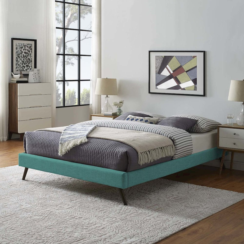 Loryn Fabric Full Bed Frame with Round Splayed Legs