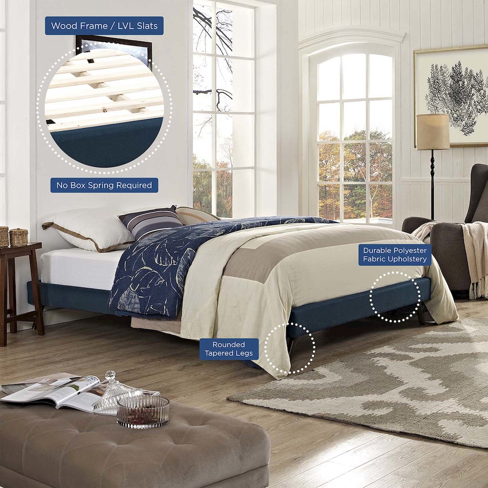 Loryn Fabric Queen Bed Frame with Round Splayed Legs