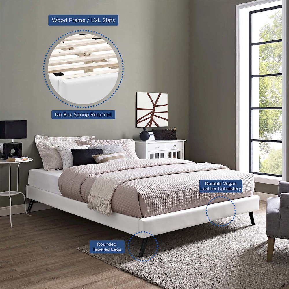 Loryn Vinyl King Bed Frame with Round Splayed Legs