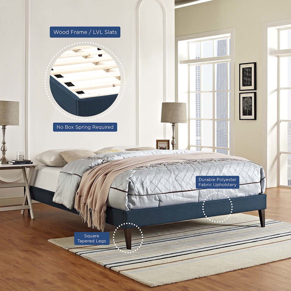 Tessie Fabric Full Bed Frame with Squared Tapered Legs