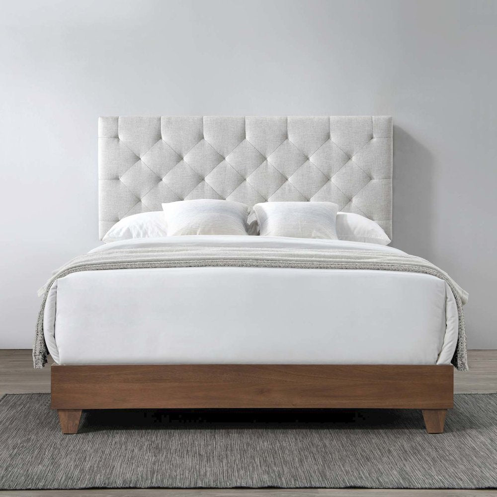 Rhiannon Diamond Tufted Upholstered Fabric Queen Bed