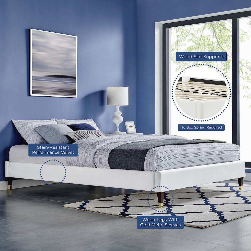 Harlow Performance Velvet Twin Platform Bed Frame
