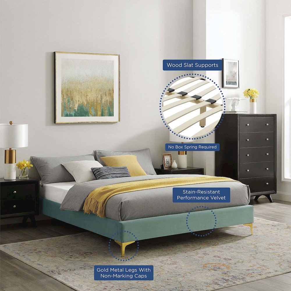 Sutton Performance Velvet King Bed Frame