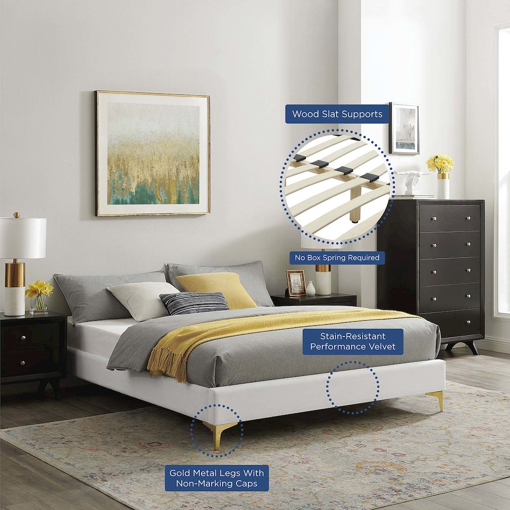 Sutton Performance Velvet King Bed Frame