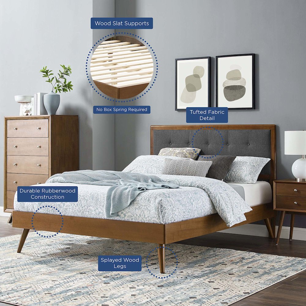 Willow Wood Full Platform Bed With Splayed Legs