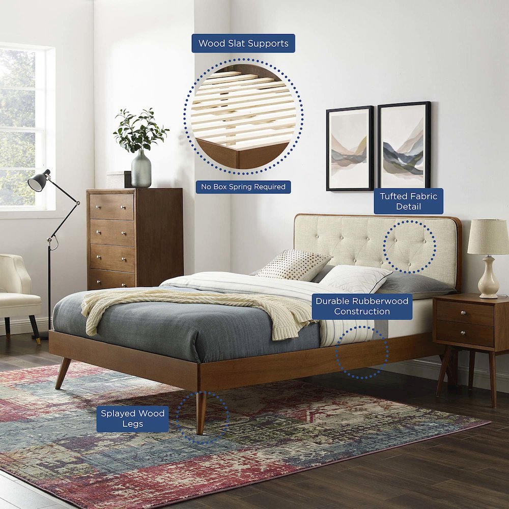 Bridgette Wood Twin Platform Bed With Splayed Legs