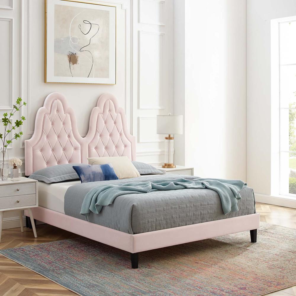 Alexandria Tufted Performance Velvet Twin Platform Bed - Pink MOD-6933-PNK