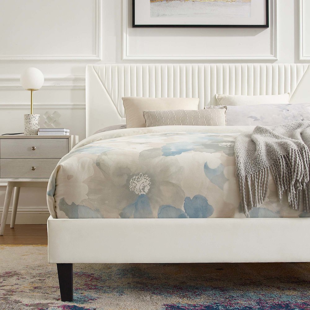 Yasmine Channel Tufted Performance Velvet Full Platform Bed