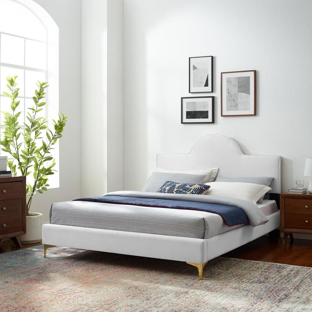 Sunny Performance Velvet King Bed - White MOD-7029-WHI