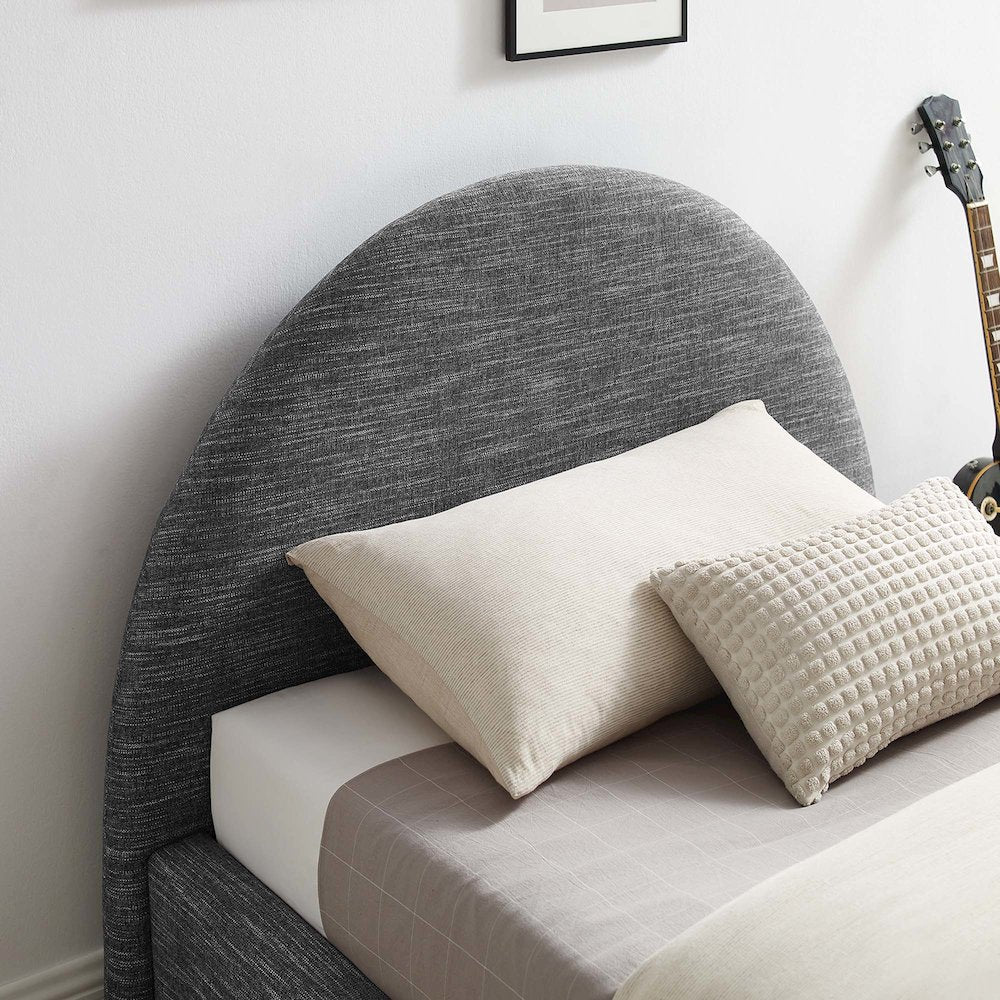 Resort Upholstered Fabric Arched Round Twin Platform Bed
