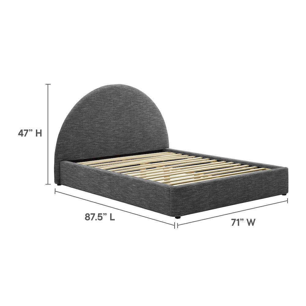 Resort Upholstered Fabric Arched Round Queen Platform Bed