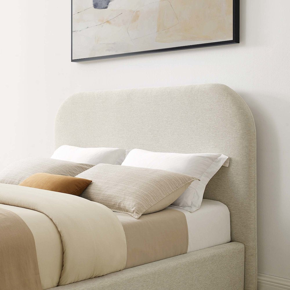 Keynote Upholstered Fabric Curved Queen Platform Bed