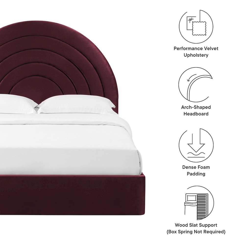 Solana Arched Performance Velvet Full Platform Bed