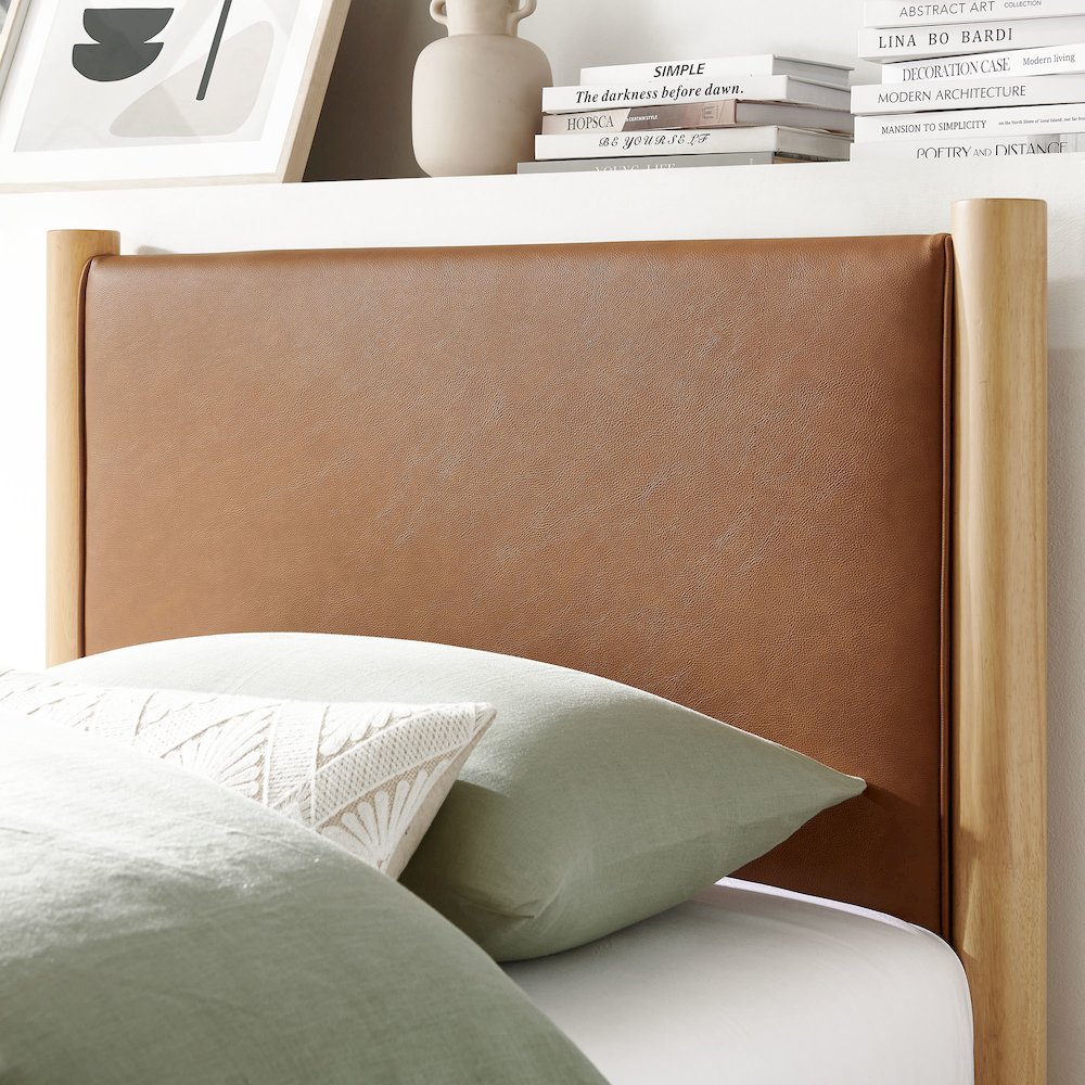 Maven Twin Size Vegan Leather Upholstered Platform Bed