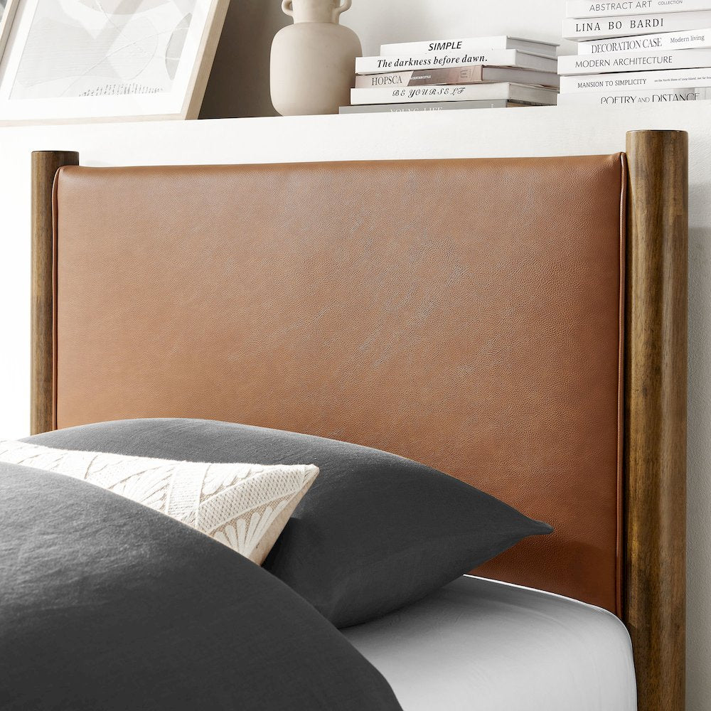 Maven Twin Size Vegan Leather Upholstered Platform Bed