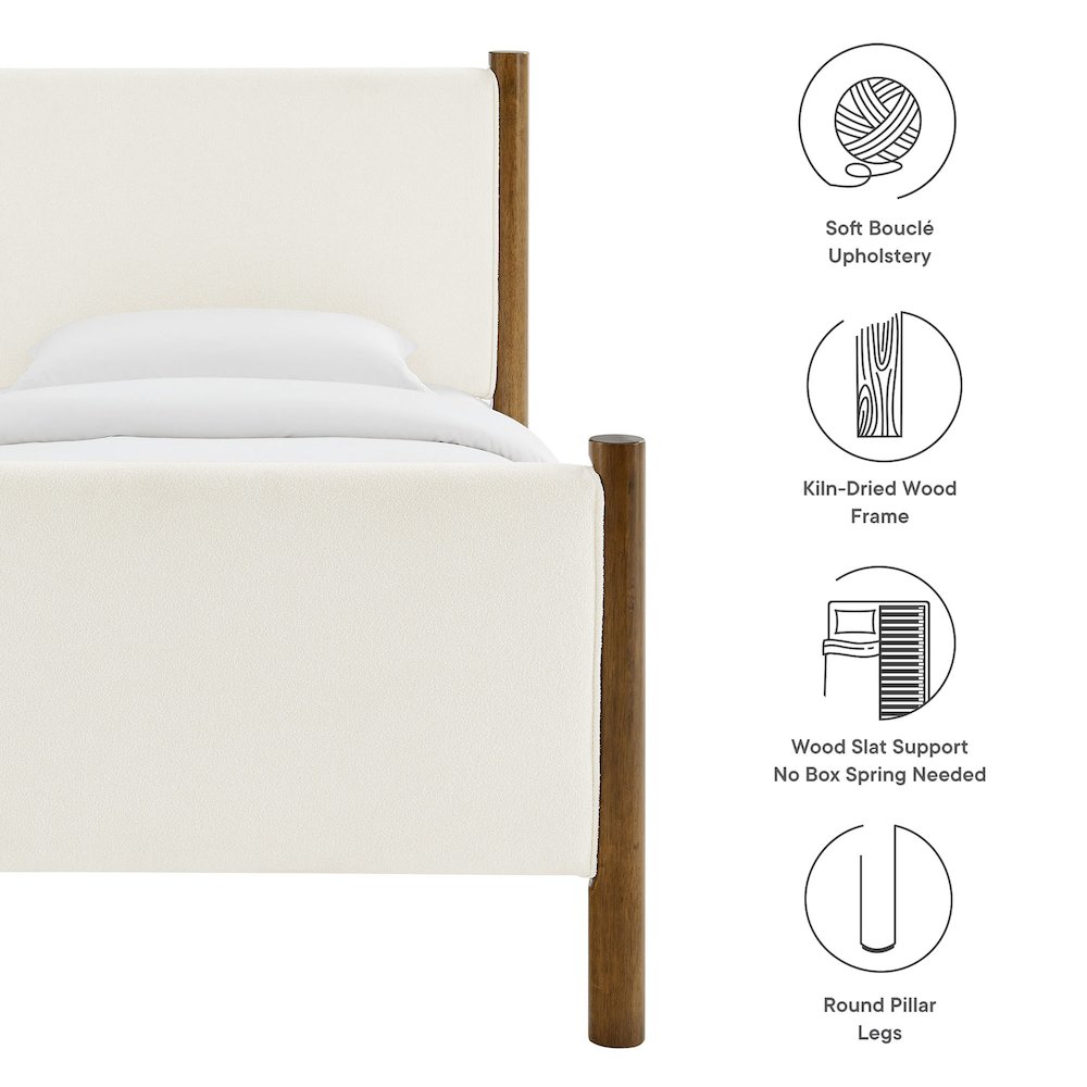 Maven Twin Size Boucle Upholstered Platform Bed