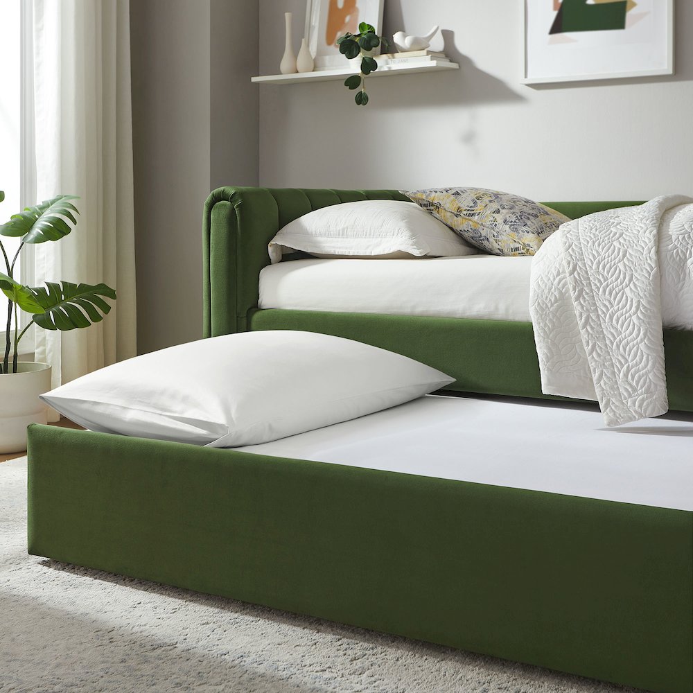 Veyla Channel Tufted Performance Velvet Twin Daybed With Trundle