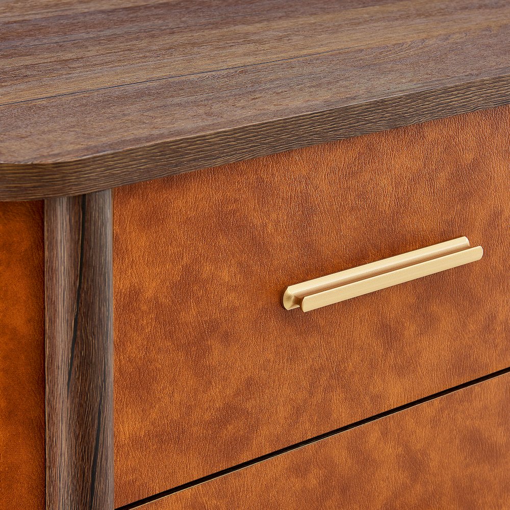 Coralie 2-Drawer Curved Vegan Leather Nightstand