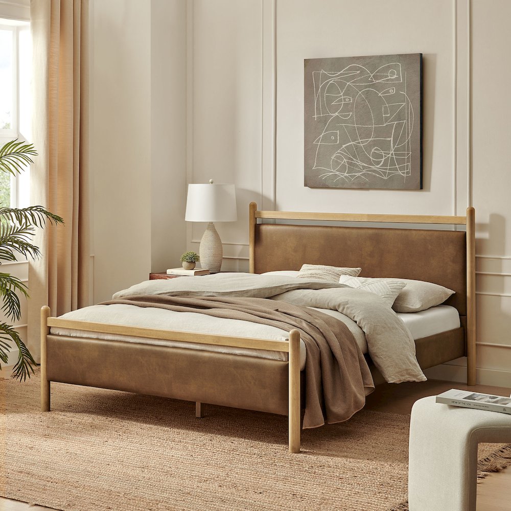 Ginny Full Size Vegan Leather Platform Bed Frame