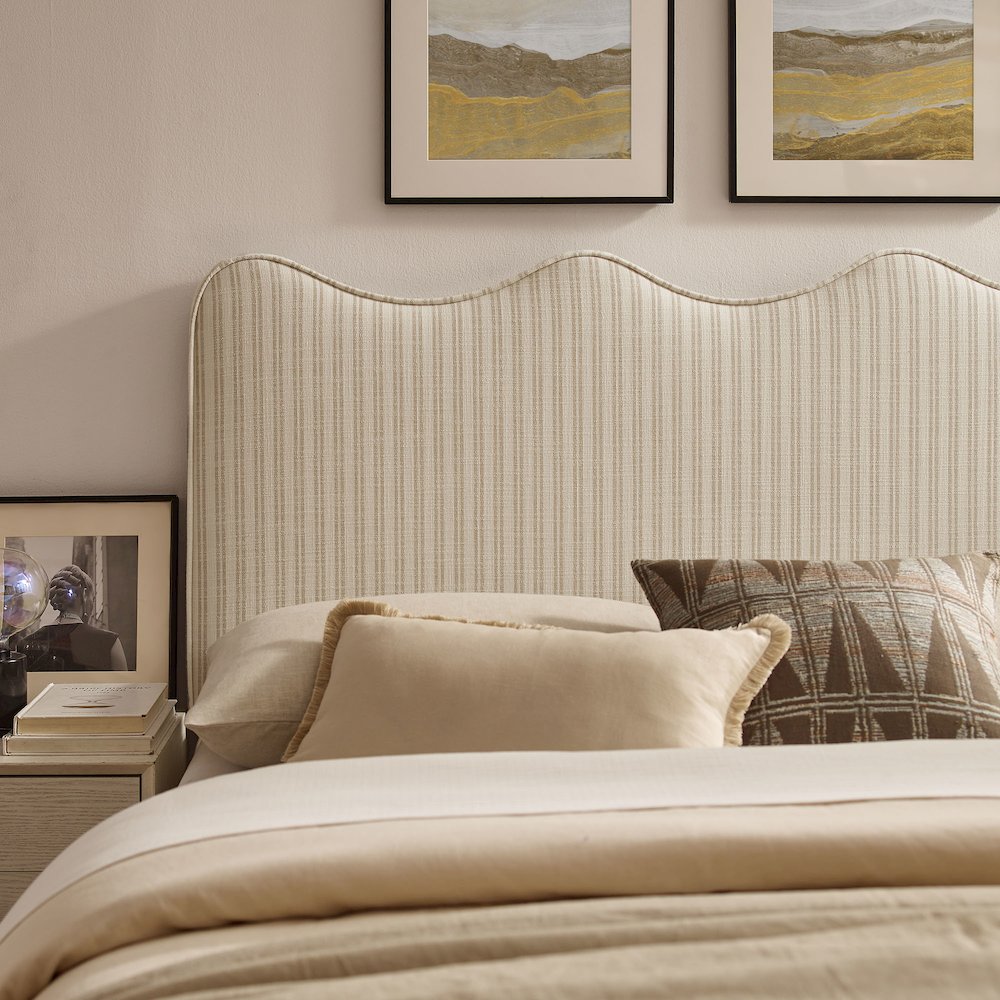 Athena Striped Fabric Upholstered Full Size Headboard