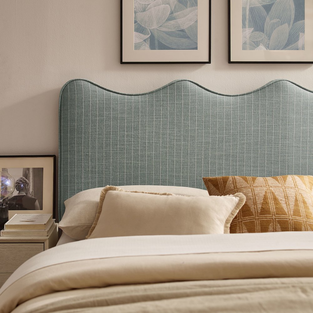 Athena Striped Fabric Upholstered Queen Size Headboard