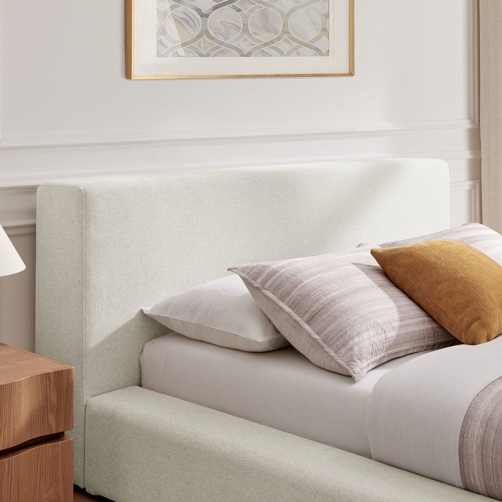 Luma Chenille Upholstered Queen Platform Bed Frame