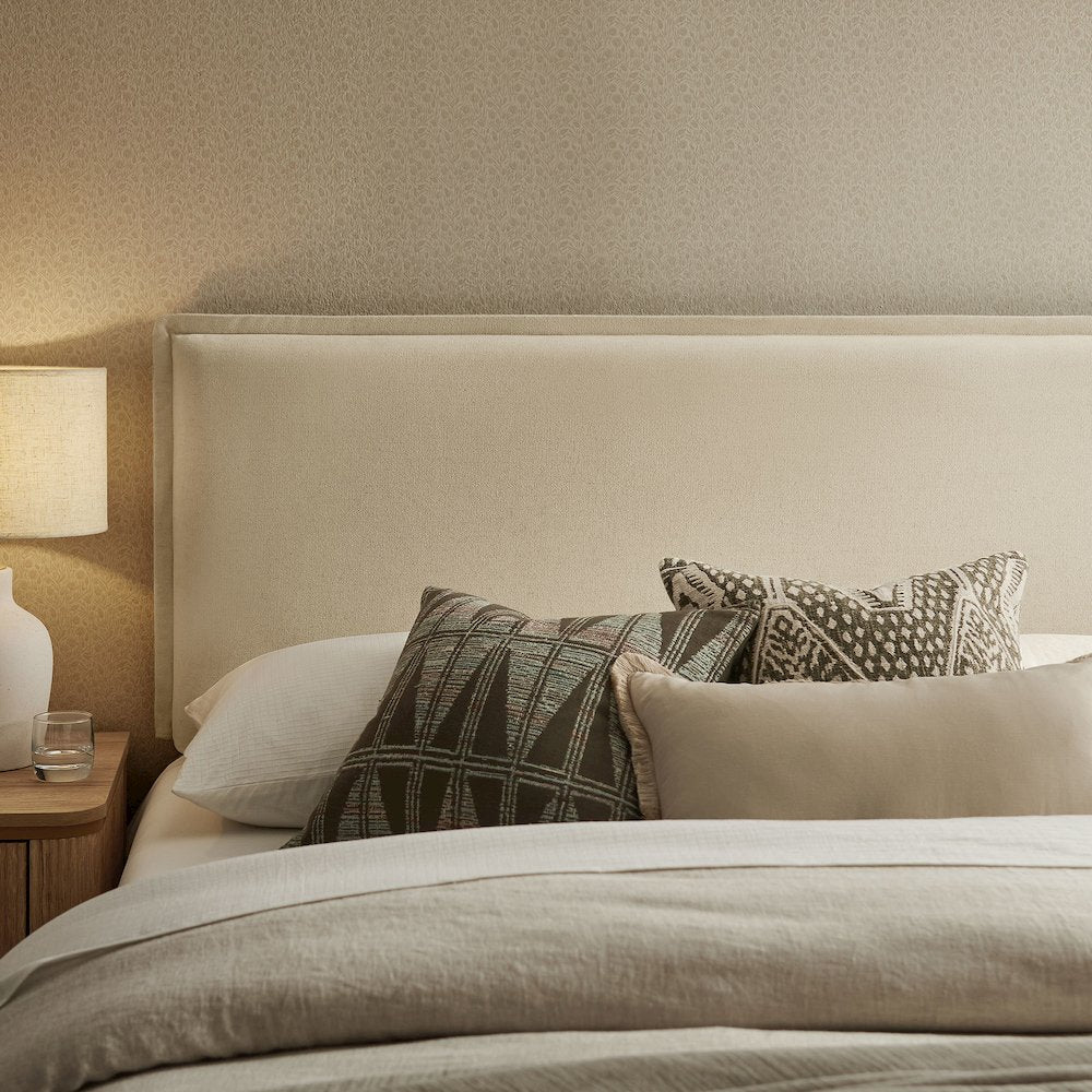 Camille Upholstered Linen Blend Queen Size Headboard