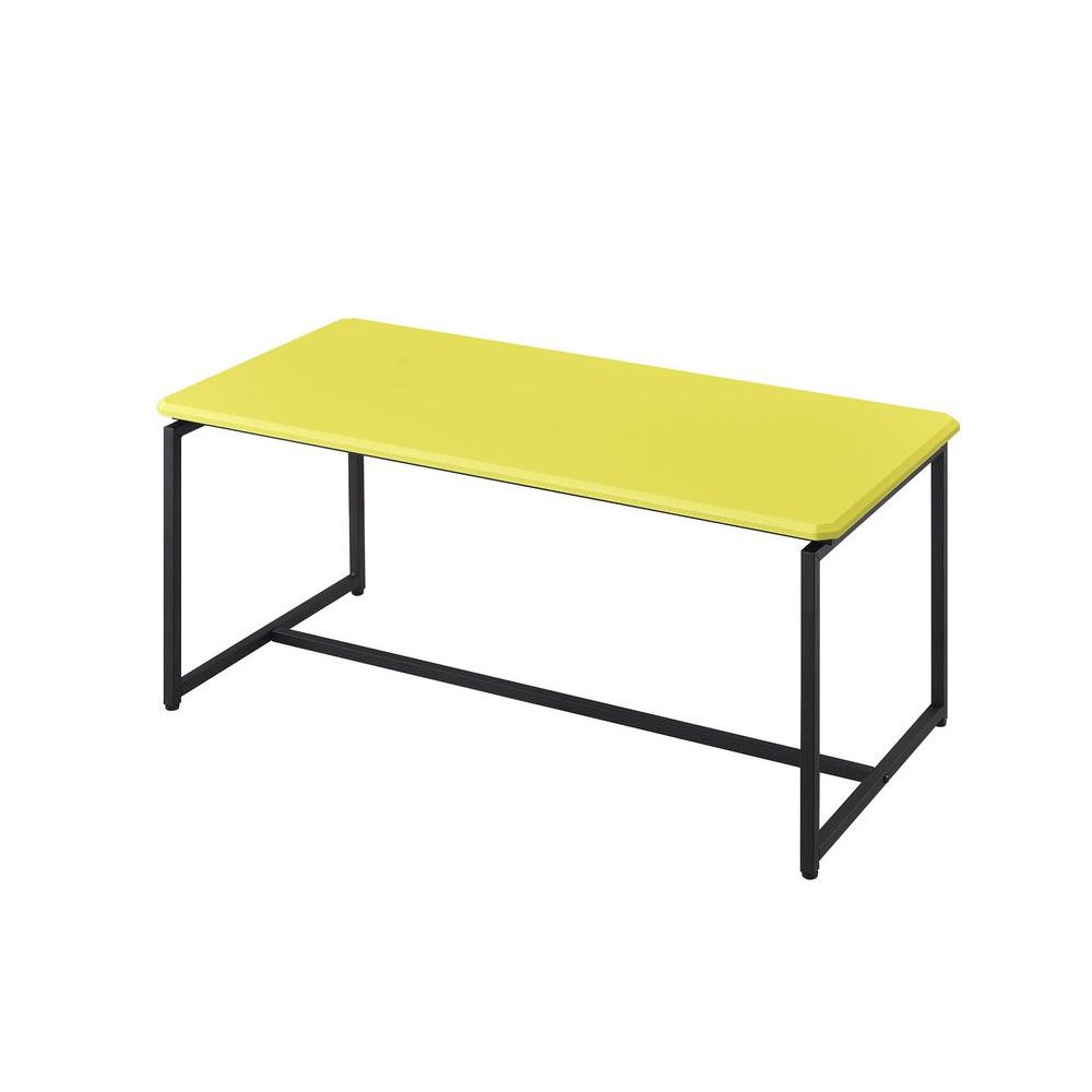3 Piece Table Set, Carbon Fiber Wrap, Yellow, Metal Frame
