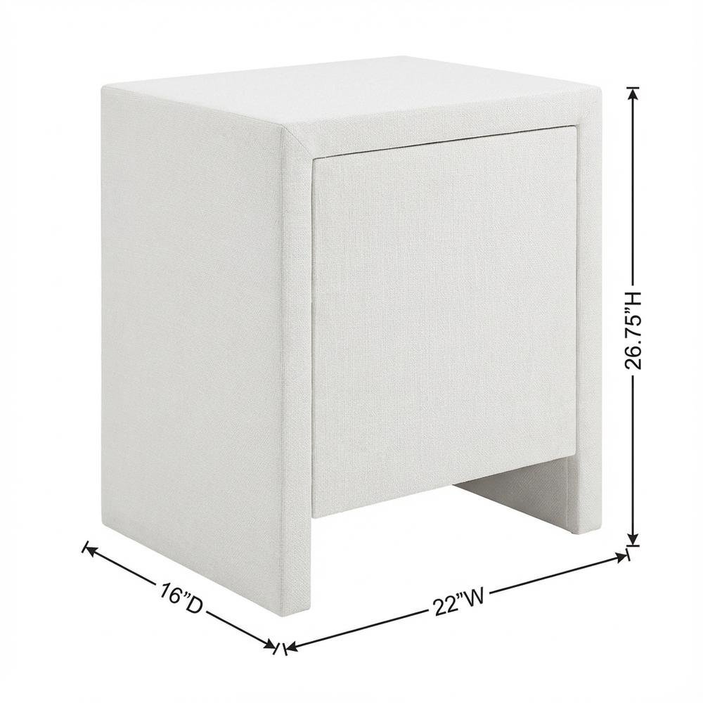 White Nightstand with Hardwood Solids and Mdf for Bedroom Storage