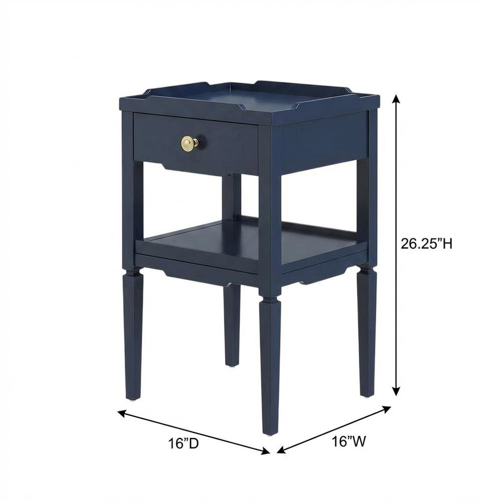 Midnight Blue Nightstand with Gold Hardware and Modern Style