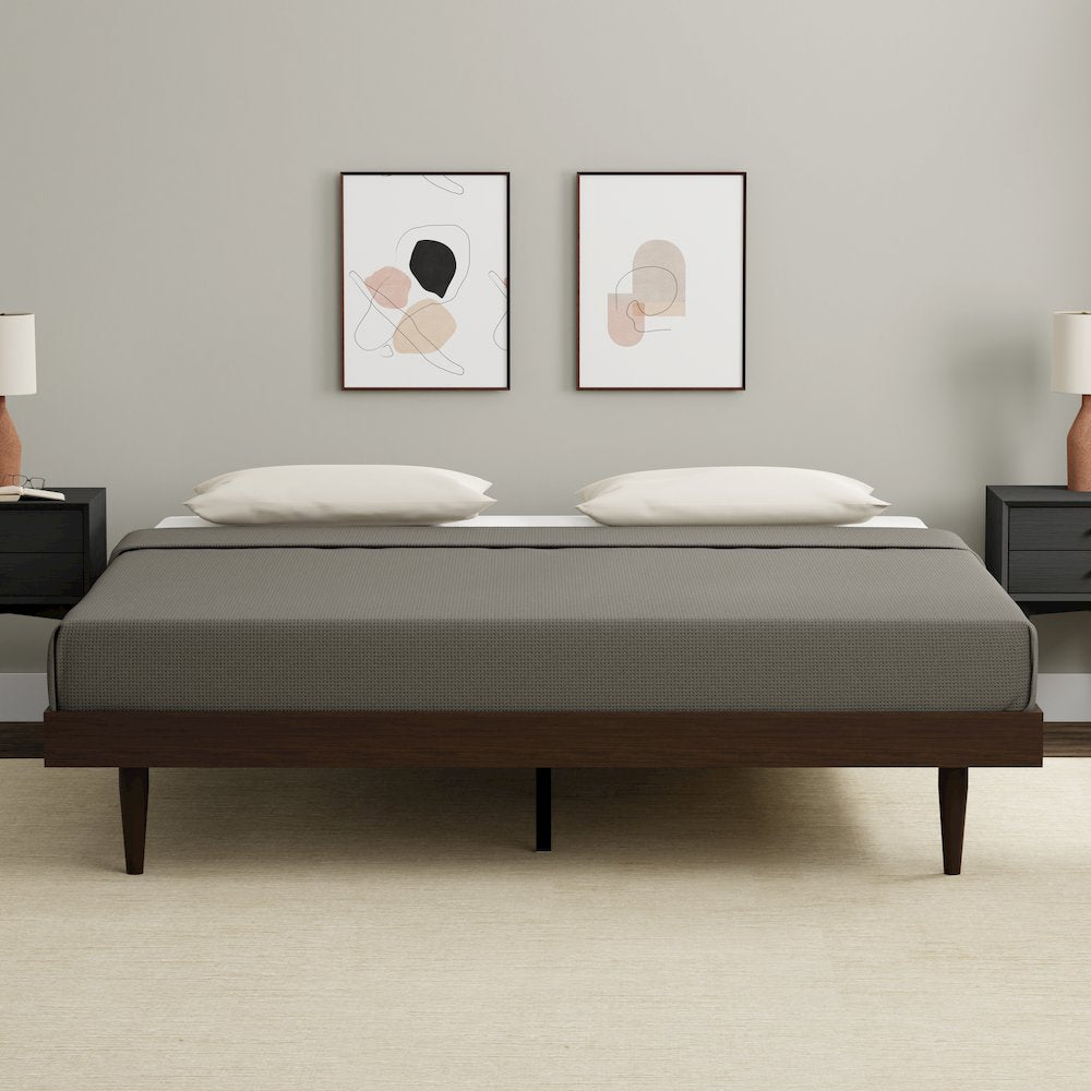 Sachse King Solid Wood Platform Bed Frame Walnut