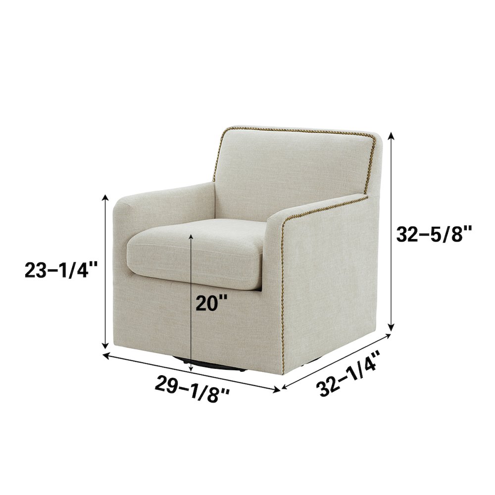 Tolland Swivel Accent Chair with Nailhead Trim - Sand