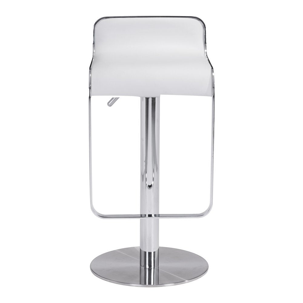 White Bar Stool, Faux Leather, Adjustable Height, Swivel